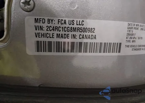 2021 Chrysler Voyager Lx из США, поврежденный, VIN 2C4RC1CG8MR500982